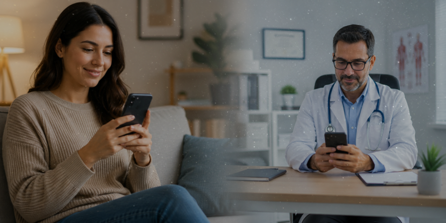 Paciente e médico conectados pelo Avvio